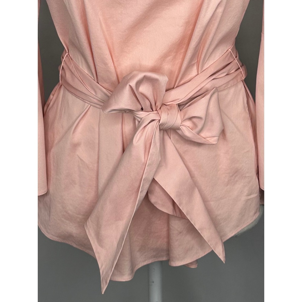 White House Black Market Ballerina Bell Off Shoulder Tie Waist Blouse Sz S - Picture 7 of 12